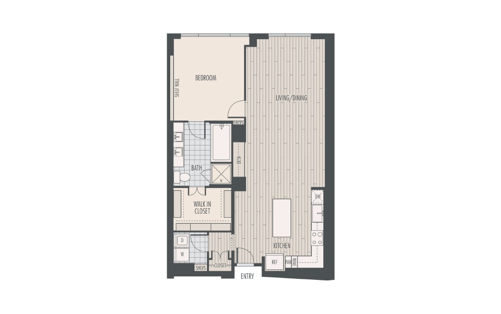 A4.2 - 1 bedroom floorplan layout with 1 bath and 1160 square feet.