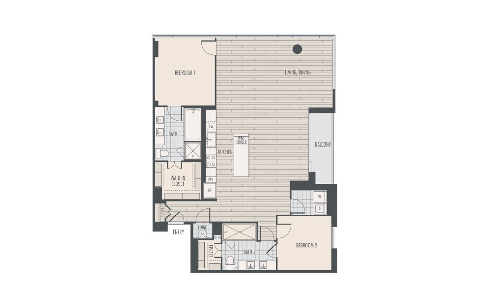 B3.1 - 2 bedroom floorplan layout with 2 baths and 1794 square feet.