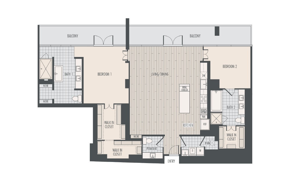 P3.1 - 2 bedroom floorplan layout with 2.5 baths and 2000 square feet.